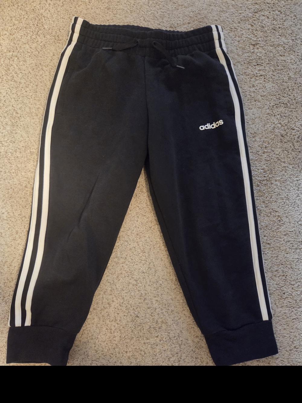 Adidas Womens Black Jogger Sweatpants with White Side Stripes
